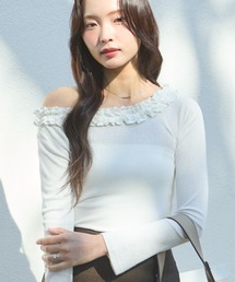 krahe | フリルネックシアーロングスリーブトップス(Tシャツ/カットソー)