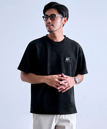 『CavariA/キャバリア』クルーネック フェイクスウェード花半袖Tシャツ