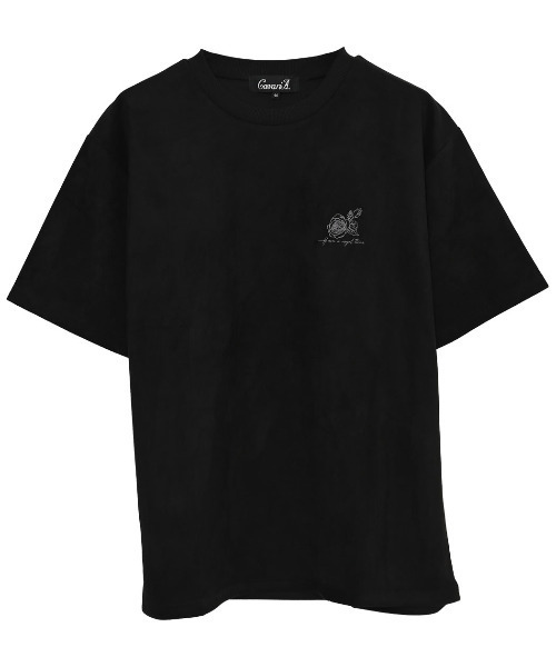 CavariA(キャバリア)の「『CavariA/キャバリア』クルーネック フェイクスウェード花半袖Tシャツ(Tシャツ/カットソー・メンズ・ブラック/オフホワイト・L/M)」の9枚目の写真