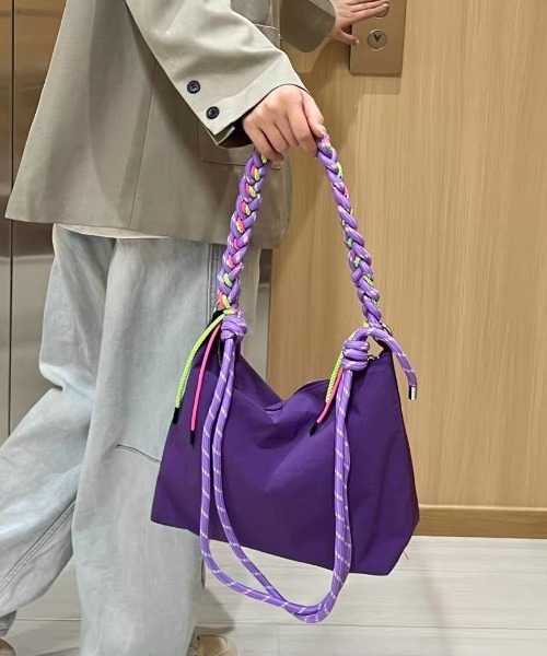 FINEnough(ファインナフ)の「カラフル紐ショルダーバッグ(ショルダーバッグ・レディース・レッド/ホワイト/ブラック/イエロー/パープル/グレー・FREE)」の5枚目の写真