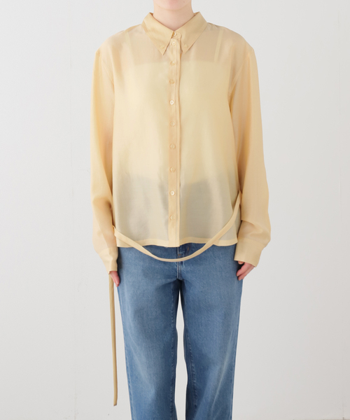LOW CLASSIC(ロウ クラシック)の「【LOW CLASSIC/ロウ クラシック】 SEE-THROUGH SHIRRED BACK BLO(シャツ/ブラウス・レディース・イエロー・MEDIUM)」の4枚目の写真