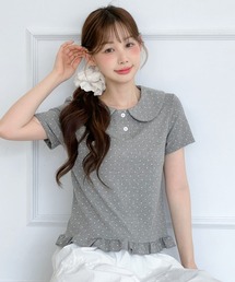 ドットカラーフリル半袖Tシャツ