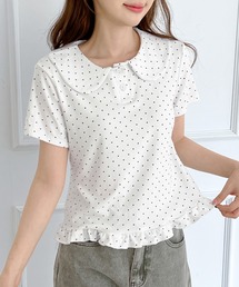 ドットカラーフリル半袖Tシャツ
