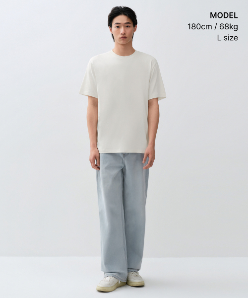 MUSINSA STANDARD（ムシンサスタンダード）の「[クールタンダード] レギュラークルーネックTシャツ [クリーム]（Tシャツ/カットソー・メンズ・その他・SMALL/MEDIUM/LARGE/X-LARGE/2XL）」の2枚目の写真