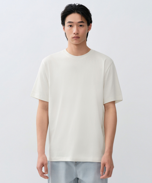 MUSINSA STANDARD（ムシンサスタンダード）の「[クールタンダード] レギュラークルーネックTシャツ [クリーム]（Tシャツ/カットソー・メンズ・その他・SMALL/MEDIUM/LARGE/X-LARGE/2XL）」の5枚目の写真