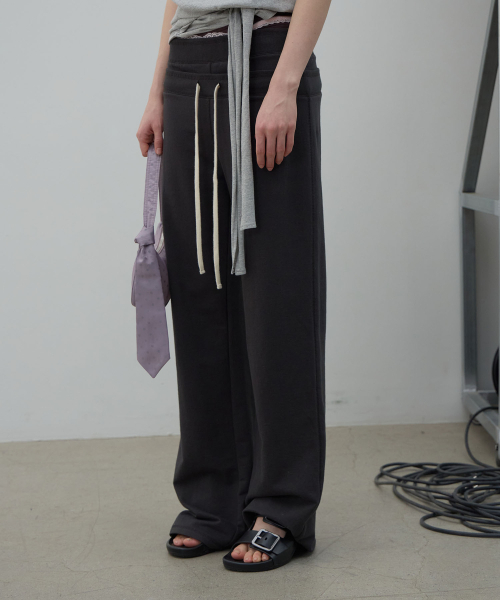 LCDC TM(エルシーディーシーティーエム)の「DOUBLE WAIST JERSEY PANTS (DARK GREY)(スウェットパンツ・レディース・その他・SMALL/MEDIUM)」の2枚目の写真