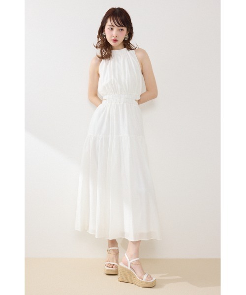 rienda(リエンダ)の「【AKB48 伊藤百花さん着用・女神ワンピース】ホルターネックギャザーフレアワンピース 夏服(ワンピース・レディース・グレー系その他/マルチ/アイボリー/ブラック/ホワイト系その他/ピンク・SMALL/MEDIUM)」の8枚目の写真