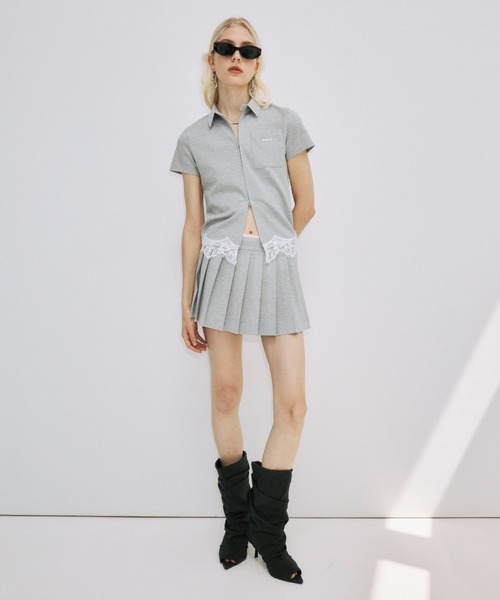 JOSE MOON(ジョゼムーン)の「PLEATS MINI SKIRT/プリーツミニスカート(スカート・レディース・ブラック/グレー・38/36)」の4枚目の写真