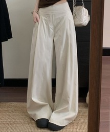 ワイドウエストセンター切り替え入りルーズワイドパンツ