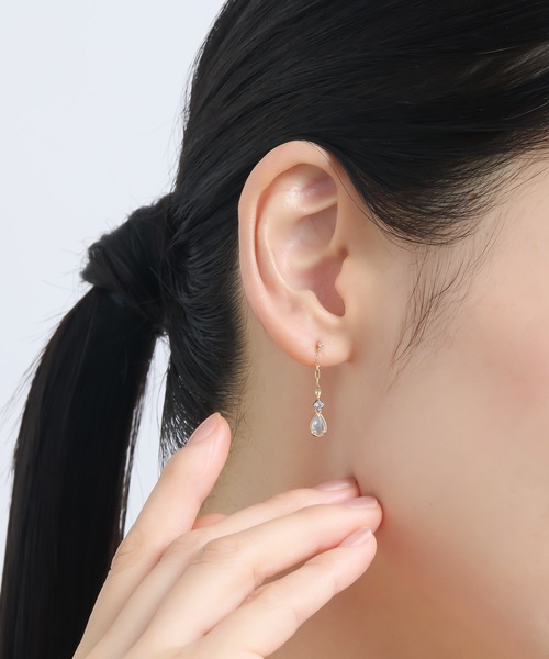 K10YG ブルームーンストーン・タンザナイト ピアス（ピアス（両耳用
