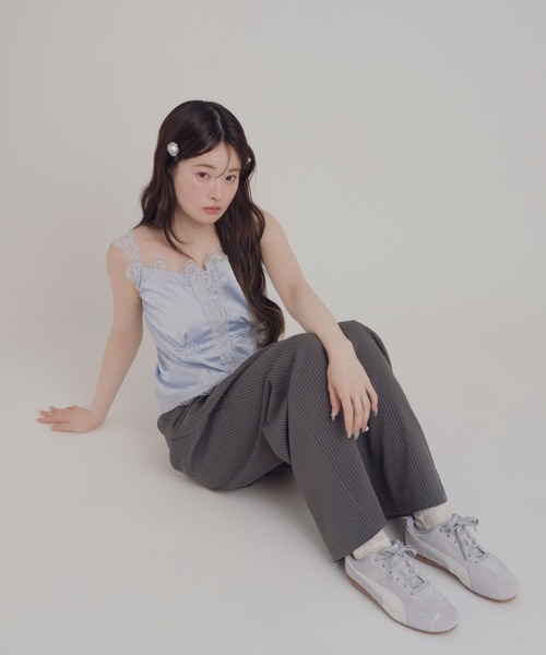 mellowneon(メロウネオン)の「サテンレースバックリボントップス/ドット/キャミ(シャツ/ブラウス・レディース・ドット/ブルー/アイボリー・FREE/LARGE)」の19枚目の写真
