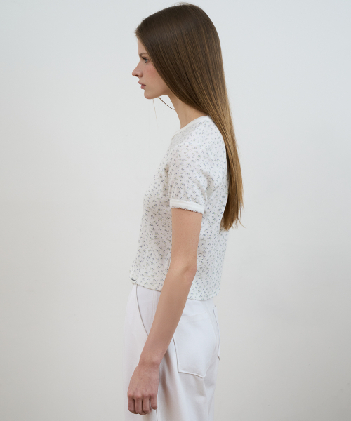 DEHEVE（デヘヴェ）の「Flower Lace T-shirt [Ivory]（Tシャツ/カットソー・レディース・アイボリー・OS）」の2枚目の写真