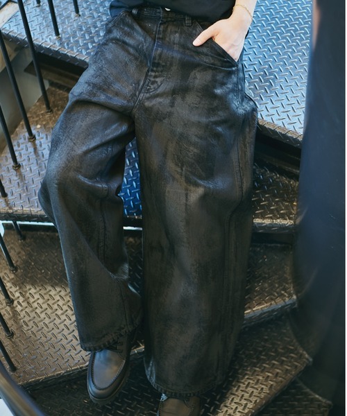 CONZ(コンズ)の「別注Black Denim Back Adjust PT/hand Painted(デニムパンツ・メンズ・ブラック・1/2/3)」の1枚目の写真