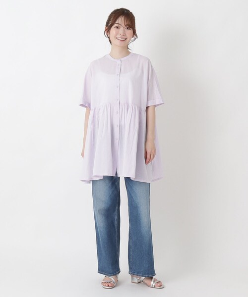 one'sterrace(ワンズテラス)の「2WAY スクエアチュニックブラウス(シャツ/ブラウス・レディース・ブラック系8/パープル系1/アイボリー系8/ブルー系その他7・02)」の8枚目の写真