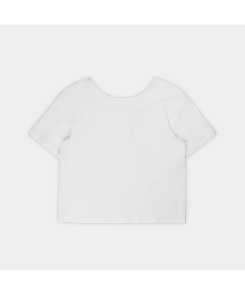 PIGMENT(ピグメント)の「バックツイストタントンラップTシャツ (YZTS2602003)(Tシャツ/カットソー・レディース・ホワイト/ブラック・FREE)」の1枚目の写真