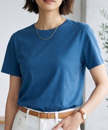 【接触冷感】ハイツイストコットン フライス編み クルーネック Tシャツ 薄手インナー/半袖