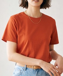 【接触冷感】ハイツイストコットン フライス編み クルーネック Tシャツ 薄手インナー/半袖