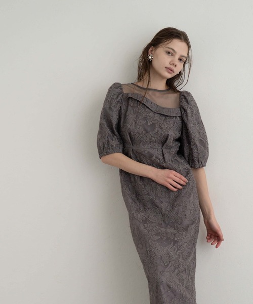 atlo(アトロ)の「ミモレ丈&袖あり フォーマル チュール スリット オフショルダー風 セレモニー 結婚式二次会 パーティードレス オケージョンドレス お呼ばれ 同窓会成人式(ドレス・レディース・グレー/ブラック/グリーン・M/S/L)」の19枚目の写真