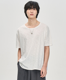 PRAIRIE（プレリー）の「Uネックスラブ半袖Tシャツ (アイボリー)（Tシャツ/カットソー）」