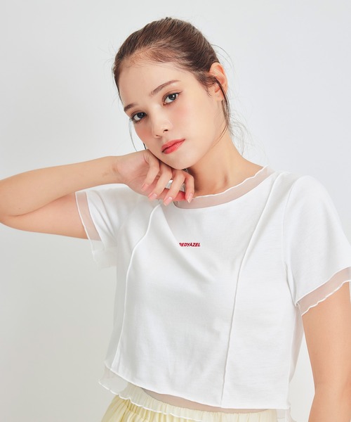 REDYAZEL(レディアゼル)の「シアーレイヤードコンパクトロゴTシャツ(Tシャツ/カットソー・レディース・ミント/ネイビー/ホワイト・FREE)」の21枚目の写真