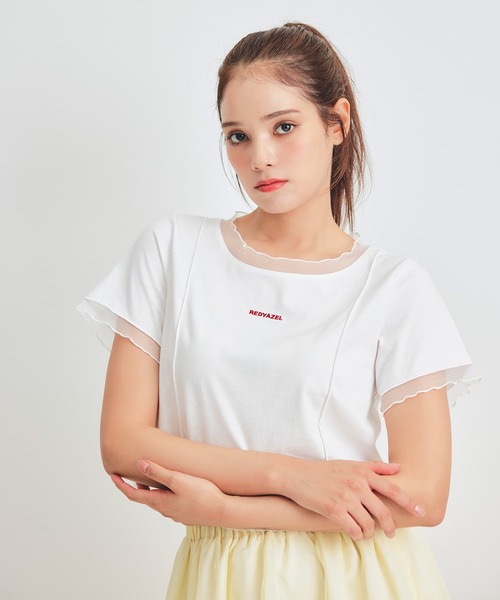REDYAZEL(レディアゼル)の「シアーレイヤードコンパクトロゴTシャツ(Tシャツ/カットソー・レディース・ミント/ネイビー/ホワイト・FREE)」の14枚目の写真