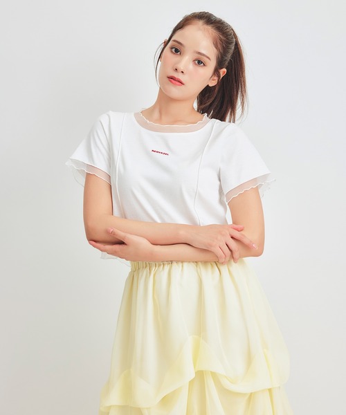 REDYAZEL(レディアゼル)の「シアーレイヤードコンパクトロゴTシャツ(Tシャツ/カットソー・レディース・ミント/ネイビー/ホワイト・FREE)」の16枚目の写真