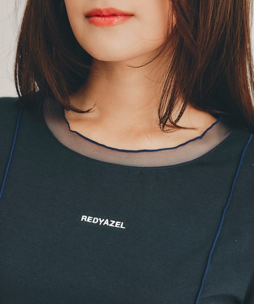 REDYAZEL(レディアゼル)の「シアーレイヤードコンパクトロゴTシャツ(Tシャツ/カットソー・レディース・ミント/ネイビー/ホワイト・FREE)」の20枚目の写真