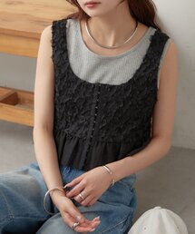 チュールフラワーペプラムビスチェ