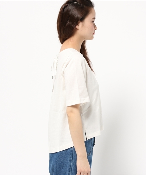 earth music&ecology（アースミュージックアンドエコロジー）の「【2016Summer】バックレースアッププルオーバー（Tシャツ/カットソー・レディース・アイボリー/カーキ/サックスブルー/ネイビー・FREE）」の6枚目の写真