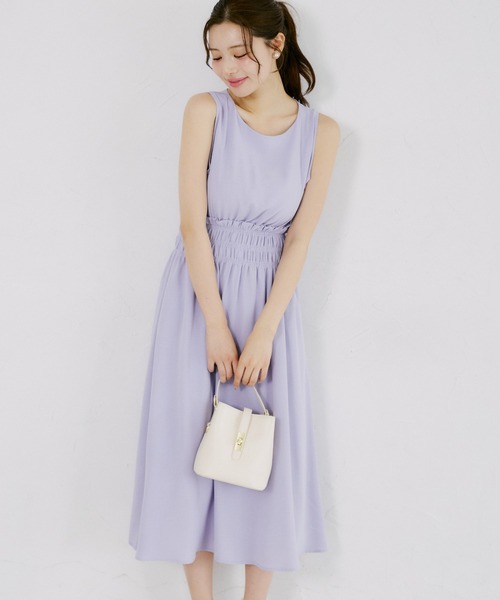 tocco closet(トッコ クローゼット)の「【ZOZO限定】ウエストシャーリングアソートパターンノースリーブワンピース(ワンピース・レディース・ミント/パープル/ブラック/イエロー/ブルー/コーラルピンク/ネイビー・M)」の5枚目の写真