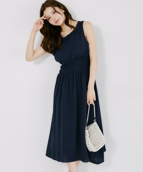 tocco closet(トッコ クローゼット)の「【ZOZO限定】ウエストシャーリングアソートパターンノースリーブワンピース(ワンピース・レディース・ミント/パープル/ブラック/イエロー/ブルー/コーラルピンク/ネイビー・M)」の4枚目の写真