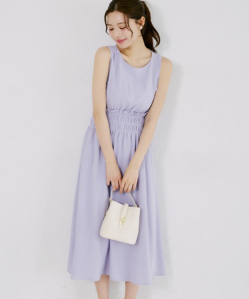 tocco closet(トッコ クローゼット)の「【ZOZO限定】ウエストシャーリングアソートパターンノースリーブワンピース(ワンピース・レディース・ミント/パープル/ブラック/イエロー/ブルー/コーラルピンク/ネイビー・M)」の8枚目の写真