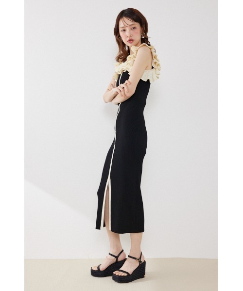 rienda(リエンダ)の「【AKB48 伊藤百花さん着用】フリルディテールタイトニットワンピース 夏服(ワンピース・レディース・ブラック/パープル/ネイビー・FREE)」の13枚目の写真