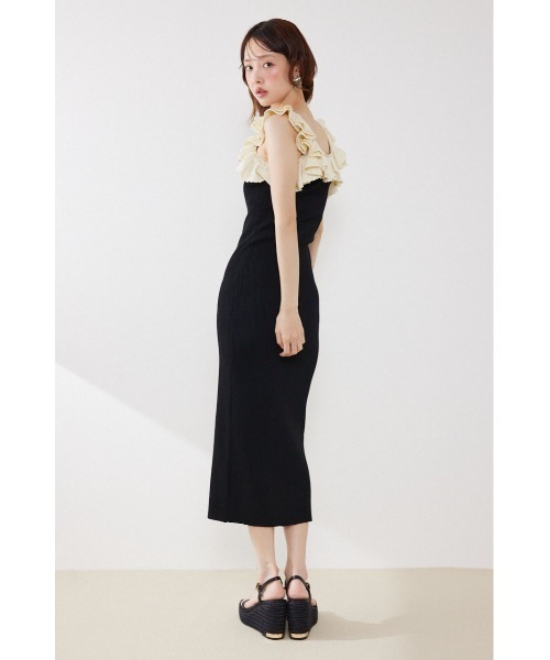 rienda(リエンダ)の「【AKB48 伊藤百花さん着用】フリルディテールタイトニットワンピース 夏服(ワンピース・レディース・ブラック/パープル/ネイビー・FREE)」の14枚目の写真