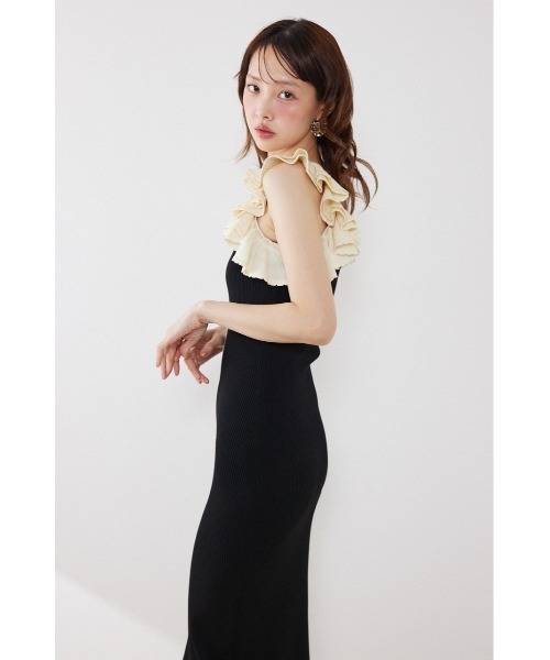 rienda(リエンダ)の「【AKB48 伊藤百花さん着用】フリルディテールタイトニットワンピース 夏服(ワンピース・レディース・ブラック/パープル/ネイビー・FREE)」の16枚目の写真