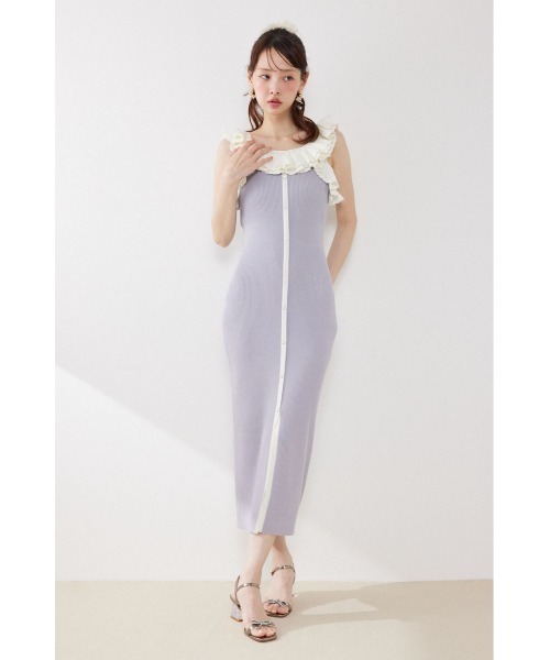 rienda(リエンダ)の「【AKB48 伊藤百花さん着用】フリルディテールタイトニットワンピース 夏服(ワンピース・レディース・ブラック/パープル/ネイビー・FREE)」の19枚目の写真