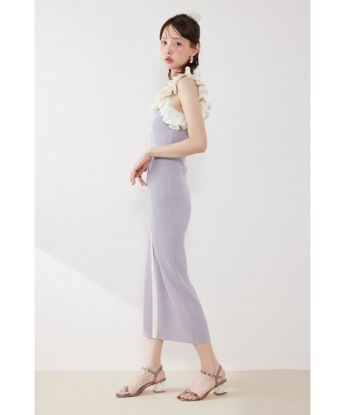 rienda(リエンダ)の「【AKB48 伊藤百花さん着用】フリルディテールタイトニットワンピース 夏服(ワンピース・レディース・ブラック/パープル/ネイビー・FREE)」の20枚目の写真