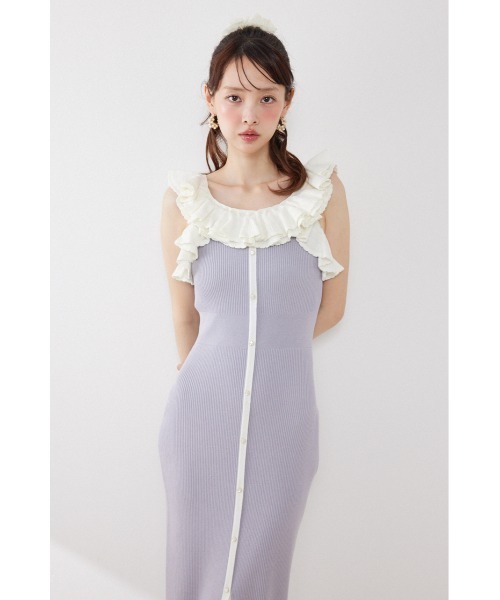 rienda(リエンダ)の「【AKB48 伊藤百花さん着用】フリルディテールタイトニットワンピース 夏服(ワンピース・レディース・ブラック/パープル/ネイビー・FREE)」の21枚目の写真