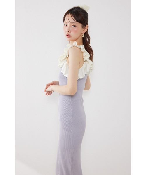 rienda(リエンダ)の「【AKB48 伊藤百花さん着用】フリルディテールタイトニットワンピース 夏服(ワンピース・レディース・ブラック/パープル/ネイビー・FREE)」の22枚目の写真