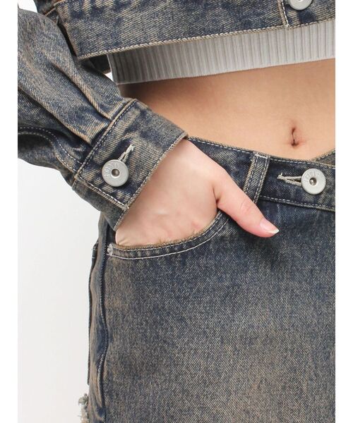 GYDA(ジェイダ)の「ハイウエストWRAPスカートライクデニムショートパンツ(デニムパンツ・レディース・インディゴブルー/ライトブルー/ブルー・SMALL/MEDIUM)」の20枚目の写真