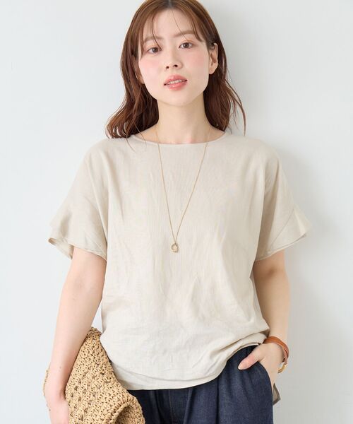 le.coeur blanc(ルクールブラン)の「レーヨン麻フリルスリーブブラウス(シャツ/ブラウス・レディース・ブラック/ブラウン/イエロー/グレイッシュベージュ・38)」の6枚目の写真