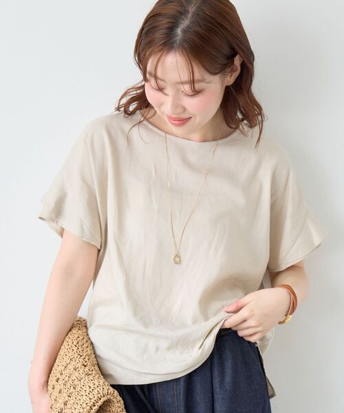 le.coeur blanc(ルクールブラン)の「レーヨン麻フリルスリーブブラウス(シャツ/ブラウス・レディース・ブラック/ブラウン/イエロー/グレイッシュベージュ・38)」の7枚目の写真