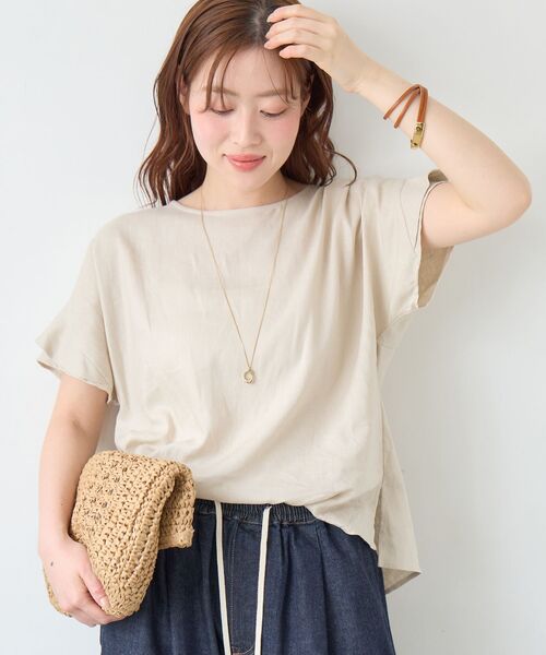 le.coeur blanc(ルクールブラン)の「レーヨン麻フリルスリーブブラウス(シャツ/ブラウス・レディース・ブラック/ブラウン/イエロー/グレイッシュベージュ・38)」の8枚目の写真
