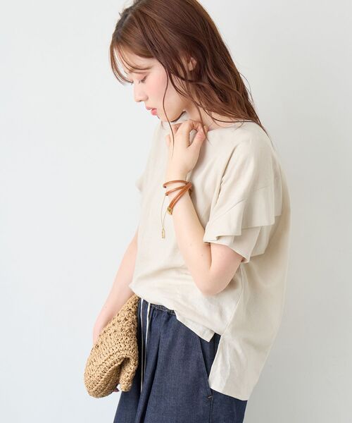 le.coeur blanc(ルクールブラン)の「レーヨン麻フリルスリーブブラウス(シャツ/ブラウス・レディース・ブラック/ブラウン/イエロー/グレイッシュベージュ・38)」の9枚目の写真