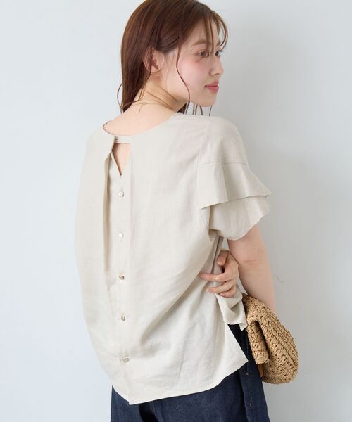 le.coeur blanc(ルクールブラン)の「レーヨン麻フリルスリーブブラウス(シャツ/ブラウス・レディース・ブラック/ブラウン/イエロー/グレイッシュベージュ・38)」の12枚目の写真