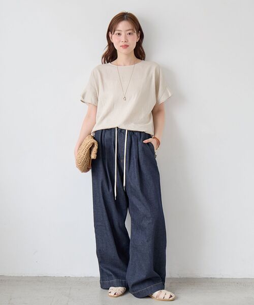 le.coeur blanc(ルクールブラン)の「レーヨン麻フリルスリーブブラウス(シャツ/ブラウス・レディース・ブラック/ブラウン/イエロー/グレイッシュベージュ・38)」の13枚目の写真