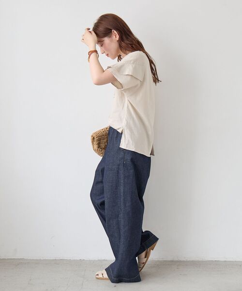 le.coeur blanc(ルクールブラン)の「レーヨン麻フリルスリーブブラウス(シャツ/ブラウス・レディース・ブラック/ブラウン/イエロー/グレイッシュベージュ・38)」の14枚目の写真