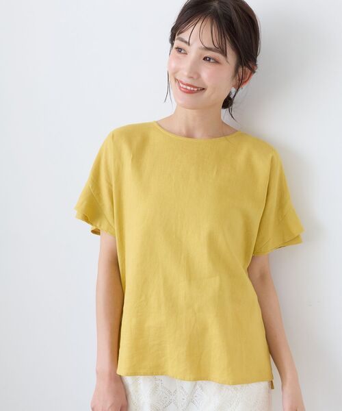 le.coeur blanc(ルクールブラン)の「レーヨン麻フリルスリーブブラウス(シャツ/ブラウス・レディース・ブラック/ブラウン/イエロー/グレイッシュベージュ・38)」の17枚目の写真