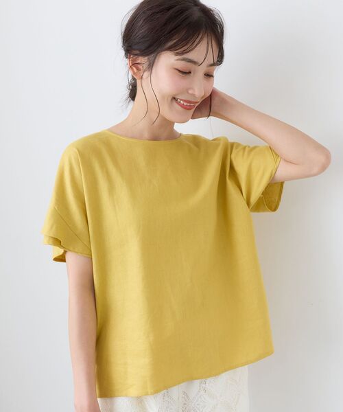le.coeur blanc(ルクールブラン)の「レーヨン麻フリルスリーブブラウス(シャツ/ブラウス・レディース・ブラック/ブラウン/イエロー/グレイッシュベージュ・38)」の19枚目の写真