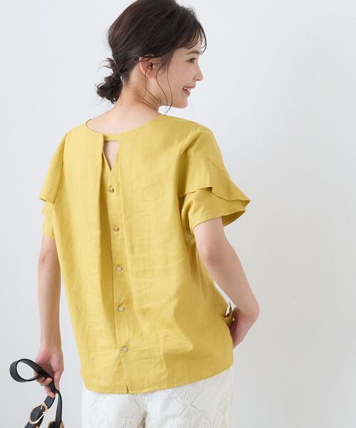 le.coeur blanc(ルクールブラン)の「レーヨン麻フリルスリーブブラウス(シャツ/ブラウス・レディース・ブラック/ブラウン/イエロー/グレイッシュベージュ・38)」の22枚目の写真